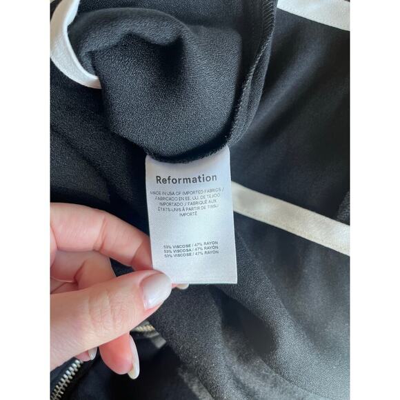 Reformation Marie Contrast Skirt Black White Size 8 - Picture 5 of 6